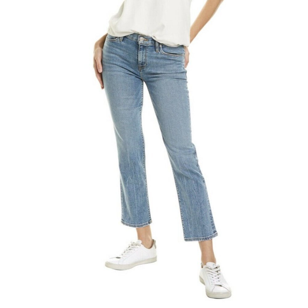 Hudson Womens‎ Nico Mid Rise Blue Denim Comfort Cropped Straight Leg Jeans Sz 25
